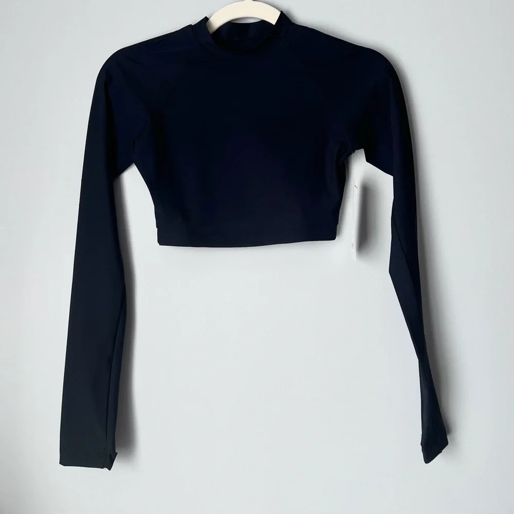 Athleta Crosstrain Ultra Crop Top | Long Sleeve | Black | XXS